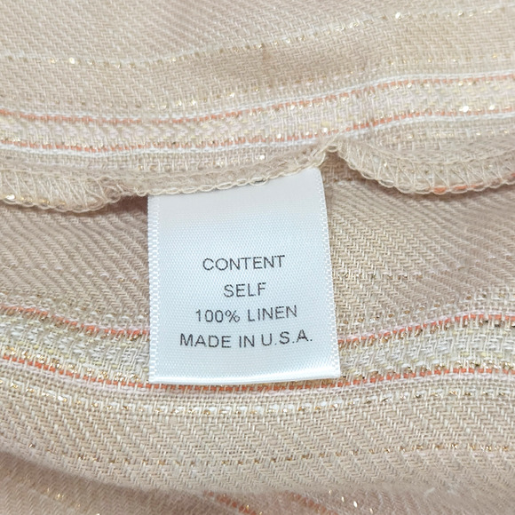 EUC Maven West Made in USA Long Sleeve Linen Stripe Dress Sz. S [2-4] Beige Gold - Picture 6 of 11